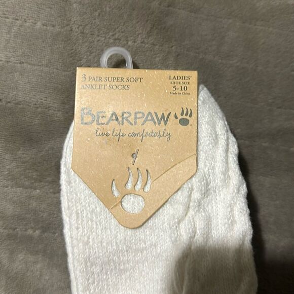 Bearpaw Gray White Tan White US W 5-10 Super Soft 3-Pack Anklet Cable Boot Socks - Picture 3 of 11